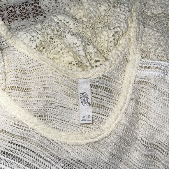 Free People boho Long Sleeve Ivory Lace Top Small - Picture 5 of 5